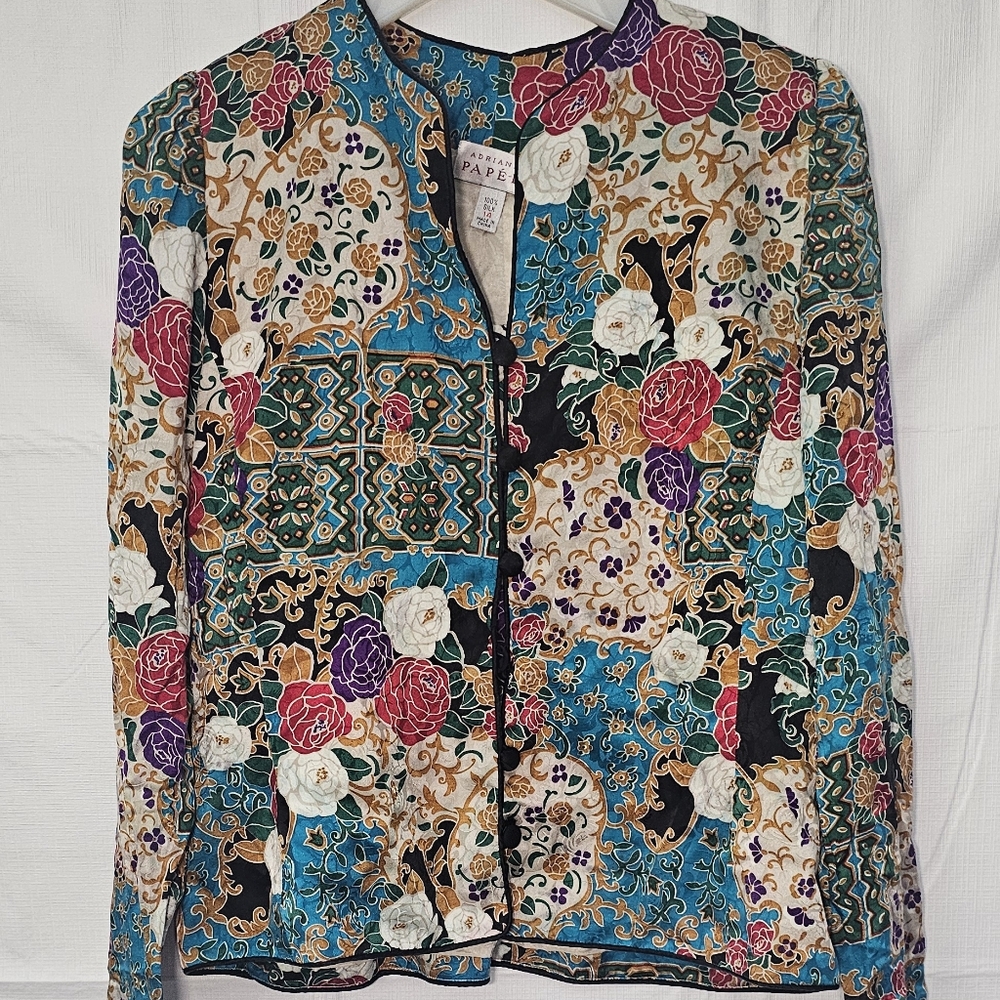 Adrianna Papell VTG Silk Blazer - Picture 5 of 11